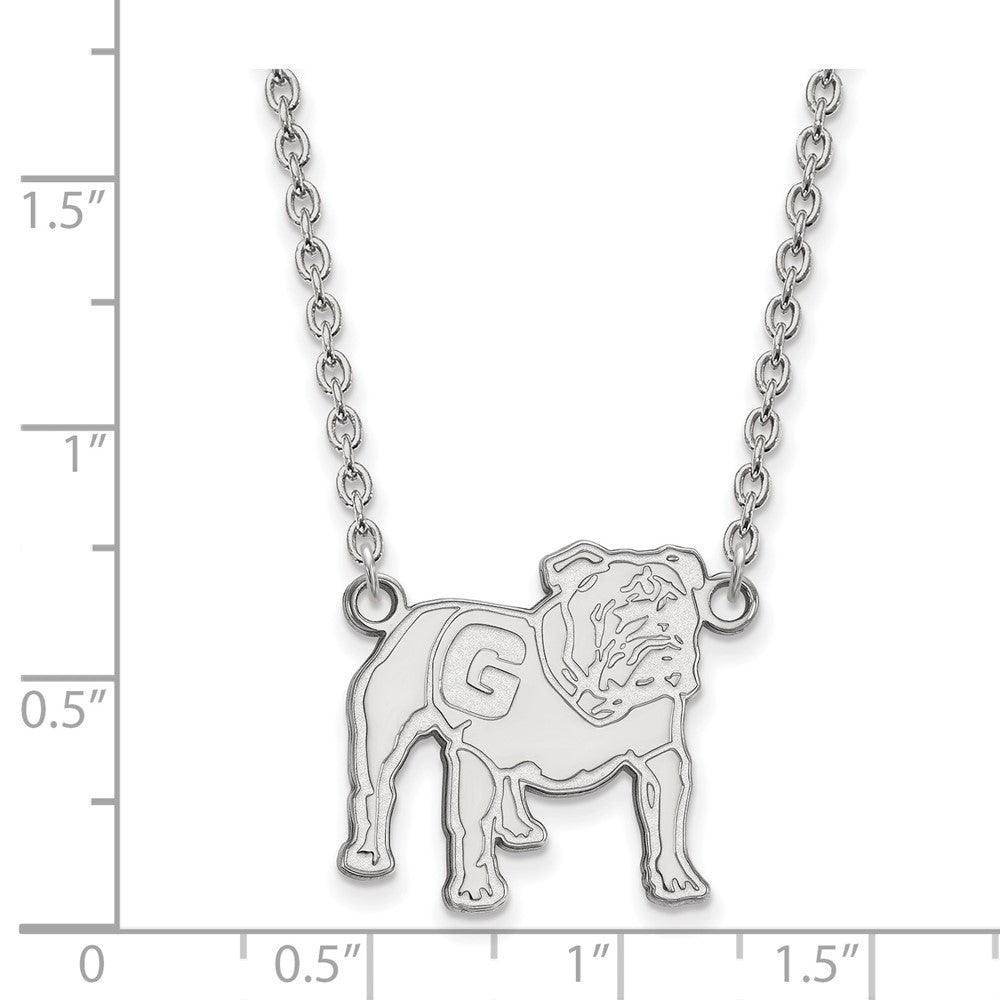 14k White Gold LogoArt University of Georgia Bulldog Large Pendant 18 inch Necklace
