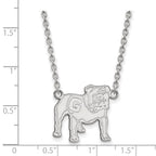 Sterling Silver Rhodium-plated LogoArt University of Georgia Bulldog Large Pendant 18 inch Necklace