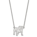 Sterling Silver Rhodium-plated LogoArt University of Georgia Bulldog Large Pendant 18 inch Necklace