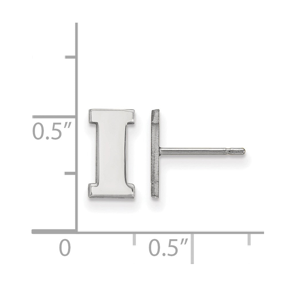 Sterling Silver Rhodium-plated LogoArt University of Iowa Letter I Extra Small Post Earrings
