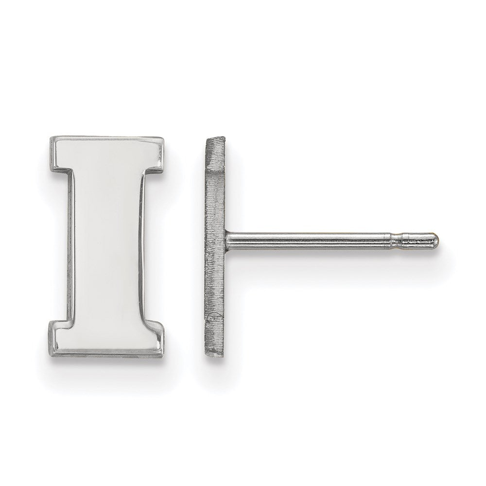 Sterling Silver Rhodium-plated LogoArt University of Iowa Letter I Extra Small Post Earrings