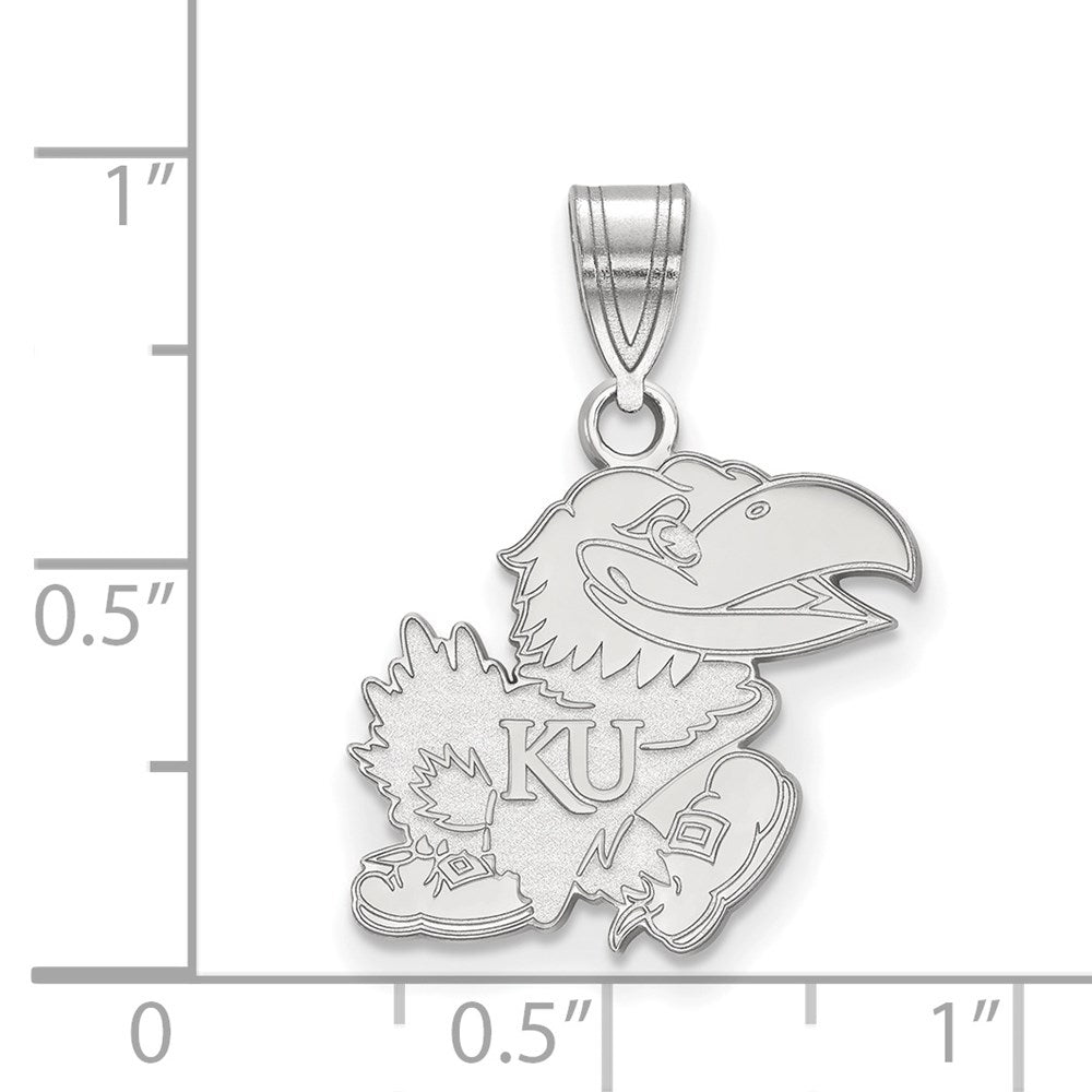 14k White Gold LogoArt University of Kansas Jayhawk Medium Pendant