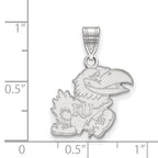 Sterling Silver Rhodium-plated LogoArt University of Kansas Jayhawk Medium Pendant