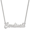 Sterling Silver Rhodium-plated LogoArt University of Louisville Cardinals Script Medium Pendant 18 inch Necklace