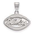 Sterling Silver Rhodium-plated LogoArt University of Mississippi Ole Miss Football Pendant