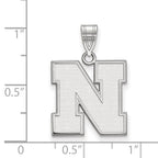 Sterling Silver Rhodium-plated LogoArt University of Nebraska Letter N Medium Pendant