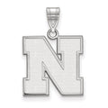 14k White Gold LogoArt University of Nebraska Letter N Medium Pendant