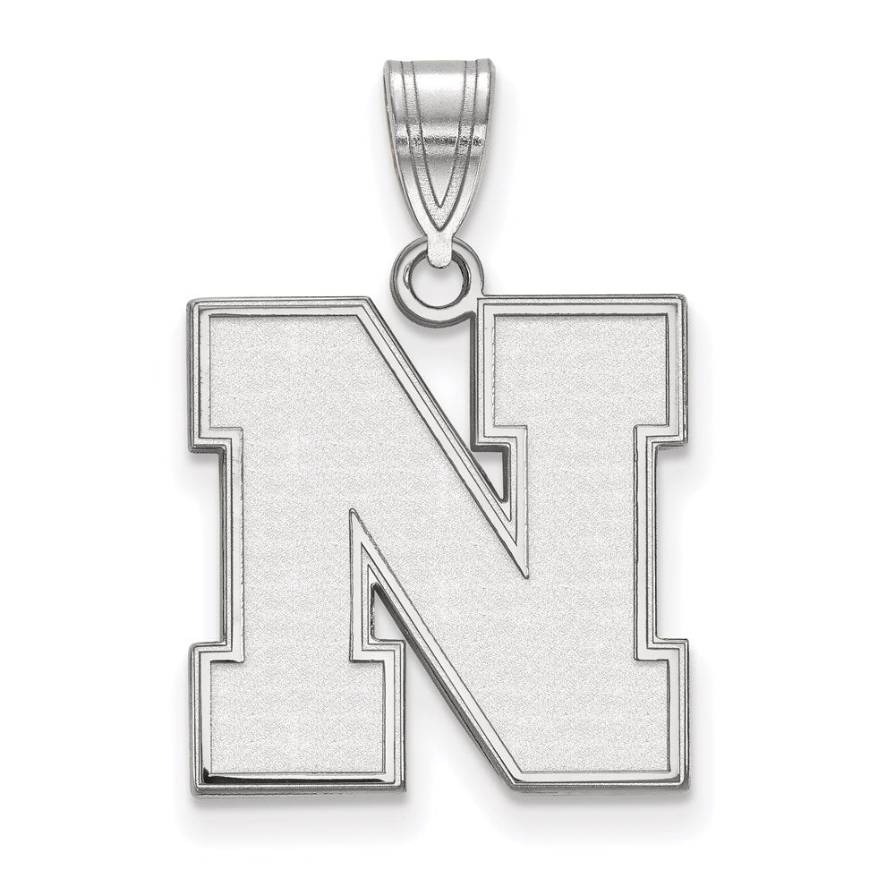 14k White Gold LogoArt University of Nebraska Letter N Medium Pendant