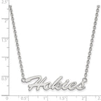 Sterling Silver Rhodium-plated LogoArt Virginia Tech Hokies Script Medium Pendant 18 inch Necklace