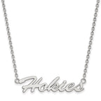 Sterling Silver Rhodium-plated LogoArt Virginia Tech Hokies Script Medium Pendant 18 inch Necklace