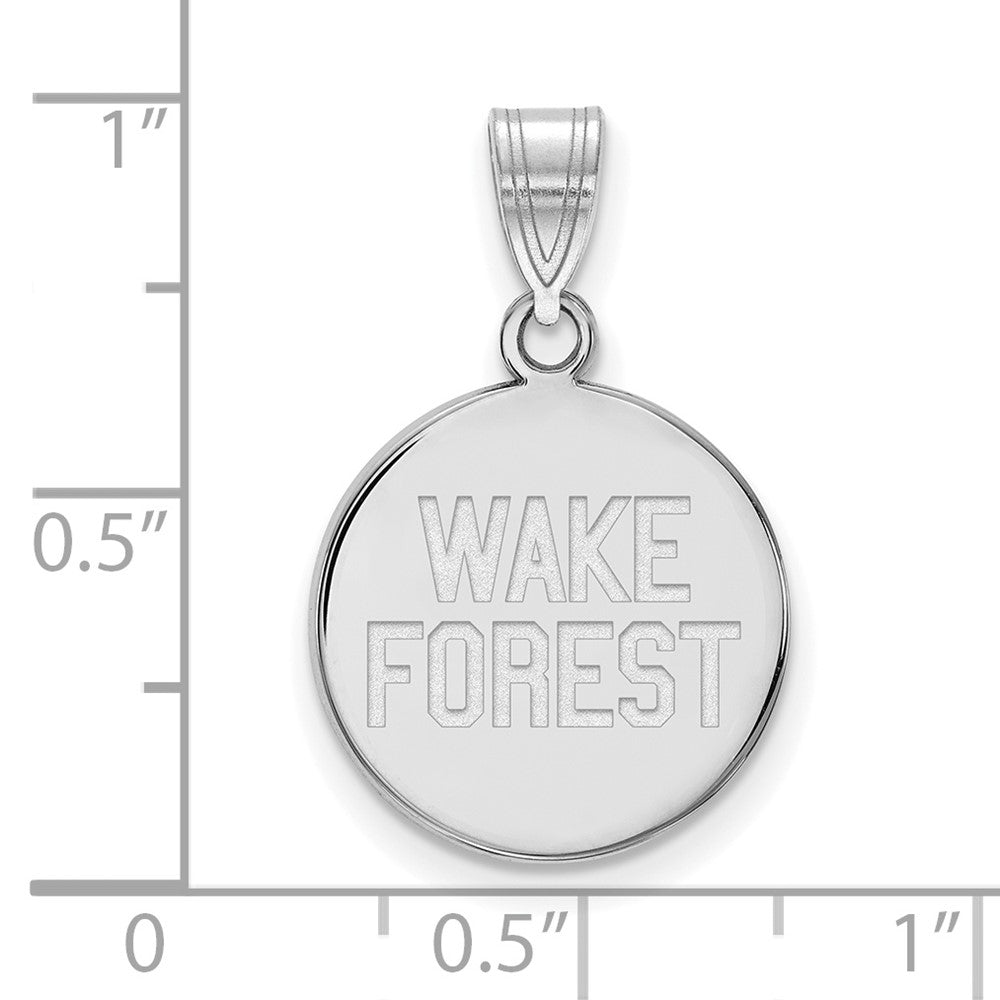 Sterling Silver Rhodium-plated LogoArt Wake Forest University W-F Deacon Medium Disc Pendant