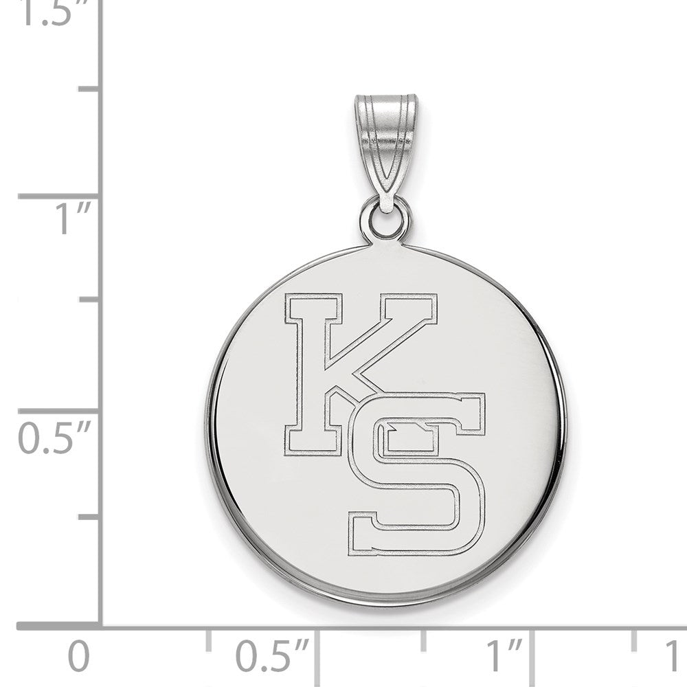 Sterling Silver Rhodium-plated LogoArt Kansas State University K-S Large Pendant