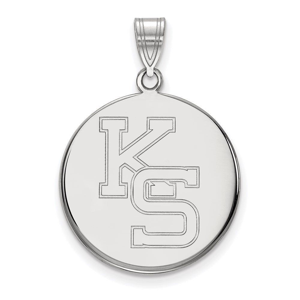 Sterling Silver Rhodium-plated LogoArt Kansas State University K-S Large Pendant