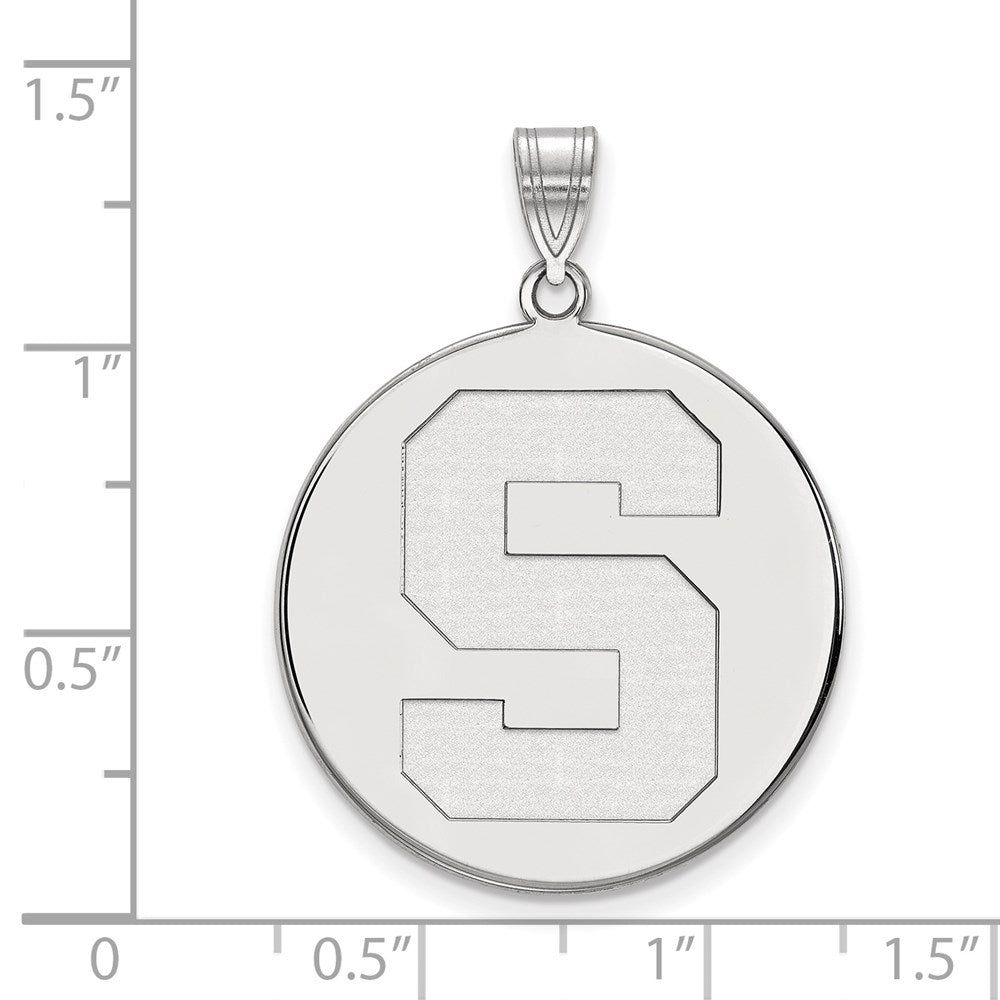 14k White Gold LogoArt Michigan State University Letter S Extra Large Disc Pendant