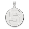 Sterling Silver Rhodium-plated LogoArt Michigan State University Letter S Extra Large Disc Pendant