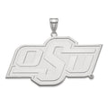 Sterling Silver Rhodium-plated LogoArt Oklahoma State University O-S-U Extra Large Pendant