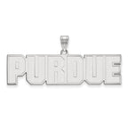 Sterling Silver Rhodium-plated LogoArt Purdue University Block Type Large Pendant