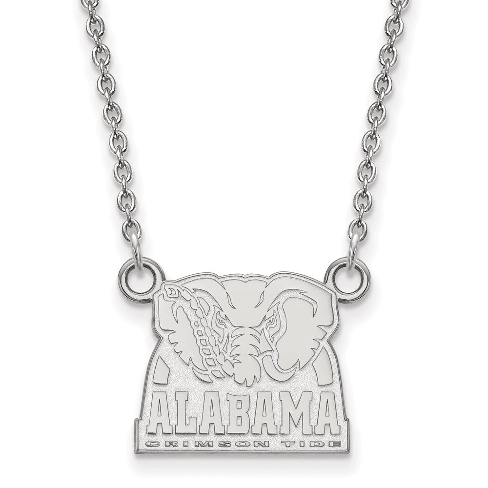 14k White Gold LogoArt University of Alabama Elephant Small Pendant 18 inch Necklace