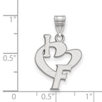 Sterling Silver Rhodium-plated LogoArt University of Florida Large I Heart F Pendant