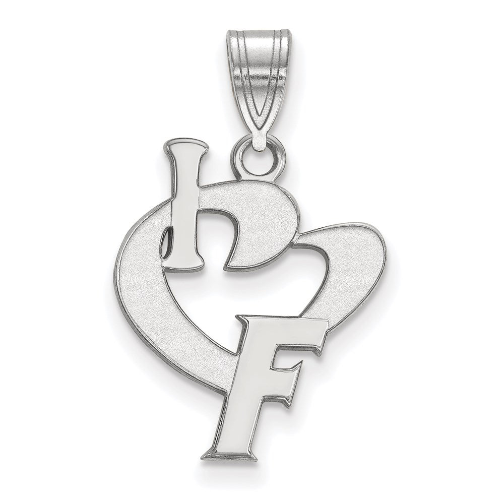 Sterling Silver Rhodium-plated LogoArt University of Florida Large I Heart F Pendant