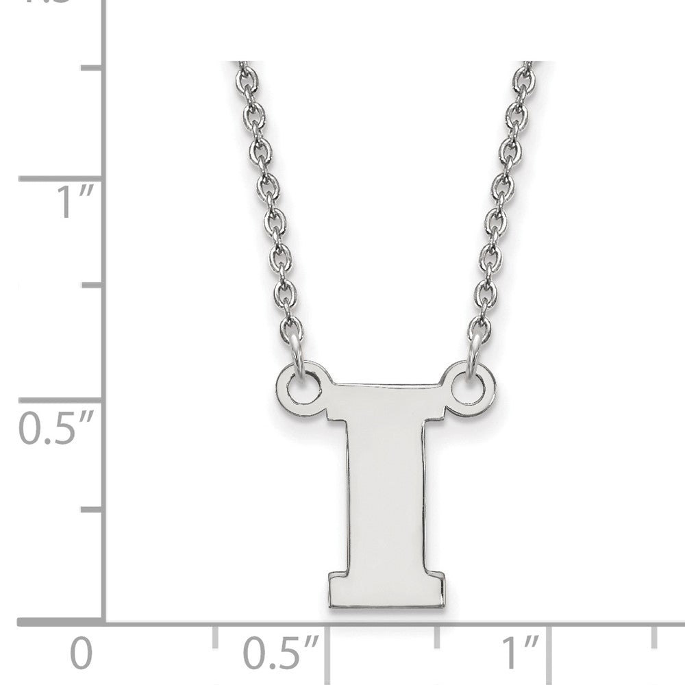 14k White Gold LogoArt University of Iowa Letter I Small Pendant 18 inch Necklace
