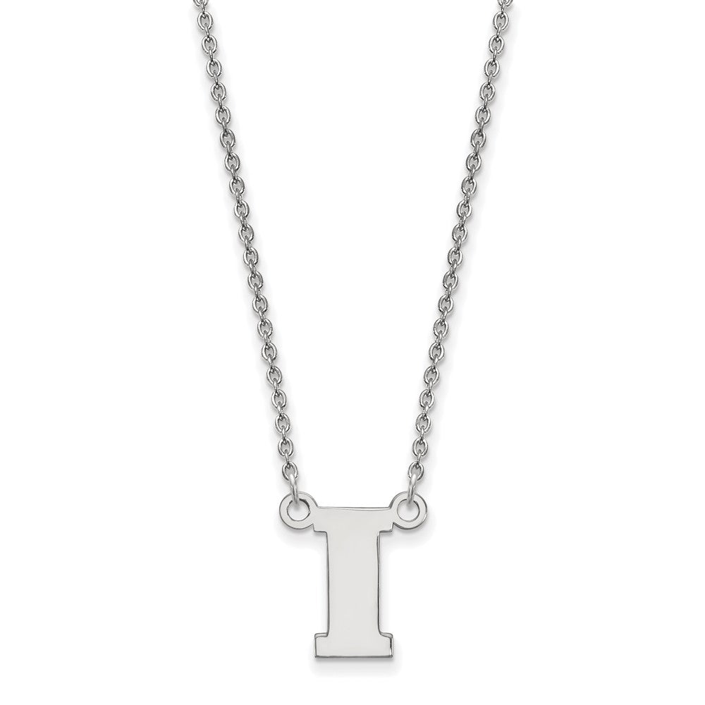 14k White Gold LogoArt University of Iowa Letter I Small Pendant 18 inch Necklace