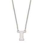 10k White Gold LogoArt University of Iowa Letter I Small Pendant 18 inch Necklace