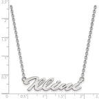 Sterling Silver Rhodium-plated LogoArt University of Illinois Medium Illini Script Pendant 18 inch Necklace
