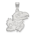 14k White Gold LogoArt University of Kansas Jayhawk Large Pendant