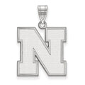 14k White Gold LogoArt University of Nebraska Letter N Large Pendant