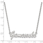 Sterling Silver Rhodium-plated LogoArt U of South Carolina Gamecocks Script Medium Pendant 18 inch Necklace