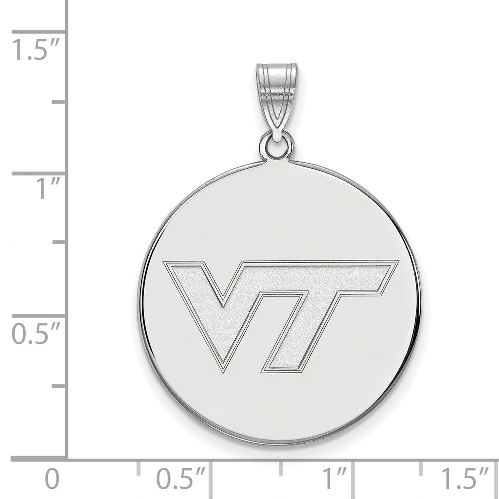 Sterling Silver Rhodium-plated LogoArt Virginia Tech V-T Extra Large Disc Pendant