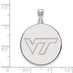 Sterling Silver Rhodium-plated LogoArt Virginia Tech V-T Extra Large Disc Pendant