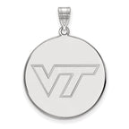 Sterling Silver Rhodium-plated LogoArt Virginia Tech V-T Extra Large Disc Pendant