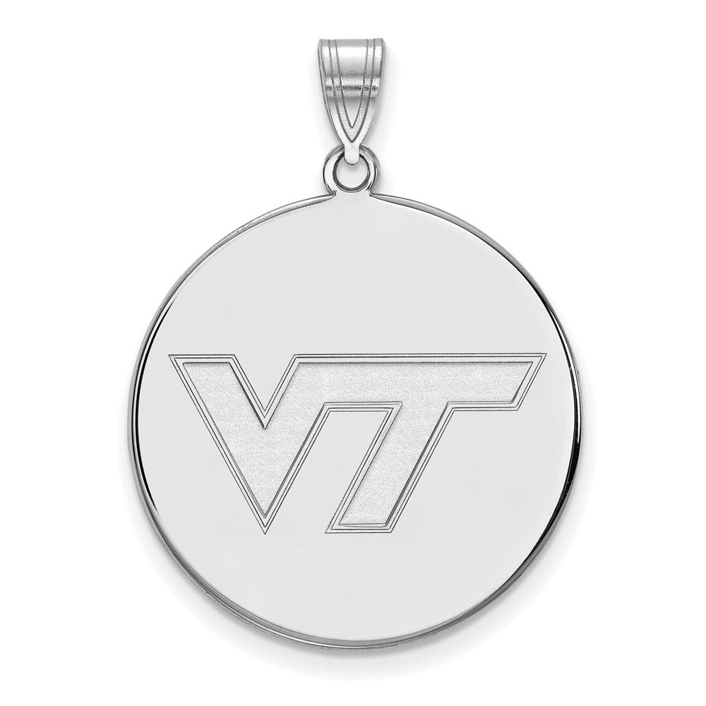 10k White Gold LogoArt Virginia Tech V-T Extra Large Disc Pendant