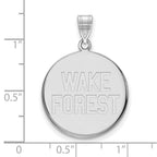 Sterling Silver Rhodium-plated LogoArt Wake Forest University W-F Deacon Large Disc Pendant