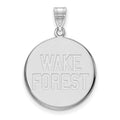Sterling Silver Rhodium-plated LogoArt Wake Forest University W-F Deacon Large Disc Pendant