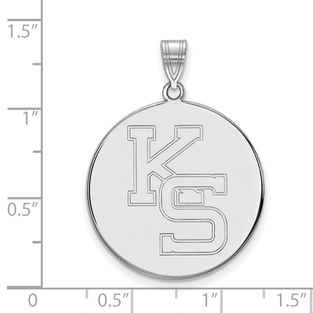 10k White Gold LogoArt Kansas State University K-S Extra Large Disc Pendant