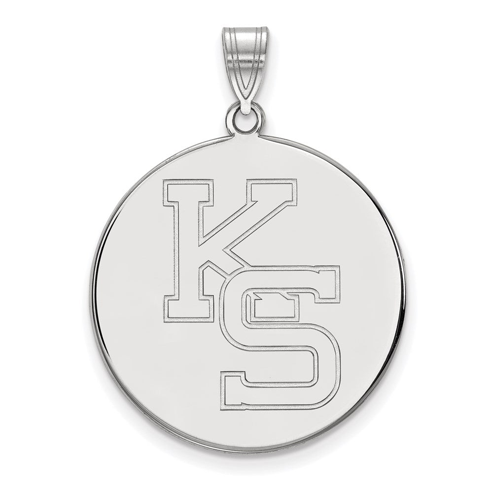 14k White Gold LogoArt Kansas State University K-S Extra Large Disc Pendant