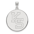 Sterling Silver Rhodium-plated LogoArt Kansas State University K-S Extra Large Disc Pendant