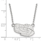 10k White Gold LogoArt Louisiana State University Tiger Eye Small Pendant 18 inch Necklace