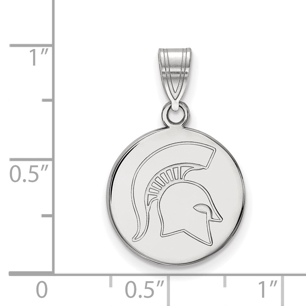 10k White Gold LogoArt Michigan State University Spartan Medium Disc Pendant