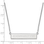 Sterling Silver Rhodium-plated LogoArt Oklahoma State University Cowboys Small Bar 18 inch Necklace