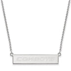 Sterling Silver Rhodium-plated LogoArt Oklahoma State University Cowboys Small Bar 18 inch Necklace
