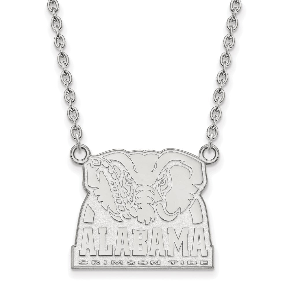 Sterling Silver Rhodium-plated LogoArt University of Alabama Elephant Large Pendant 18 inch Necklace