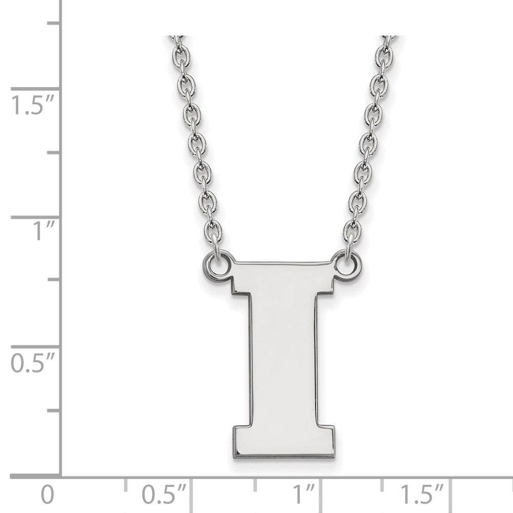 Sterling Silver Rhodium-plated LogoArt University of Iowa Letter I Large Pendant 18 inch Necklace
