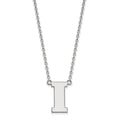 Sterling Silver Rhodium-plated LogoArt University of Iowa Letter I Large Pendant 18 inch Necklace