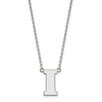 Sterling Silver Rhodium-plated LogoArt University of Iowa Letter I Large Pendant 18 inch Necklace
