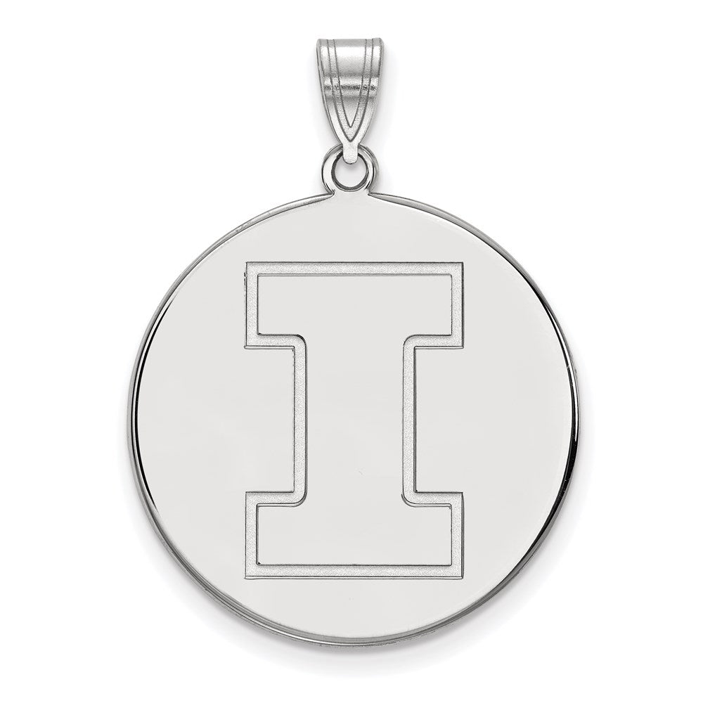 10k White Gold LogoArt University of Illinois Letter I Extra Large Disc Pendant