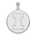 Sterling Silver Rhodium-plated LogoArt University of Illinois Letter I Extra Large Disc Pendant